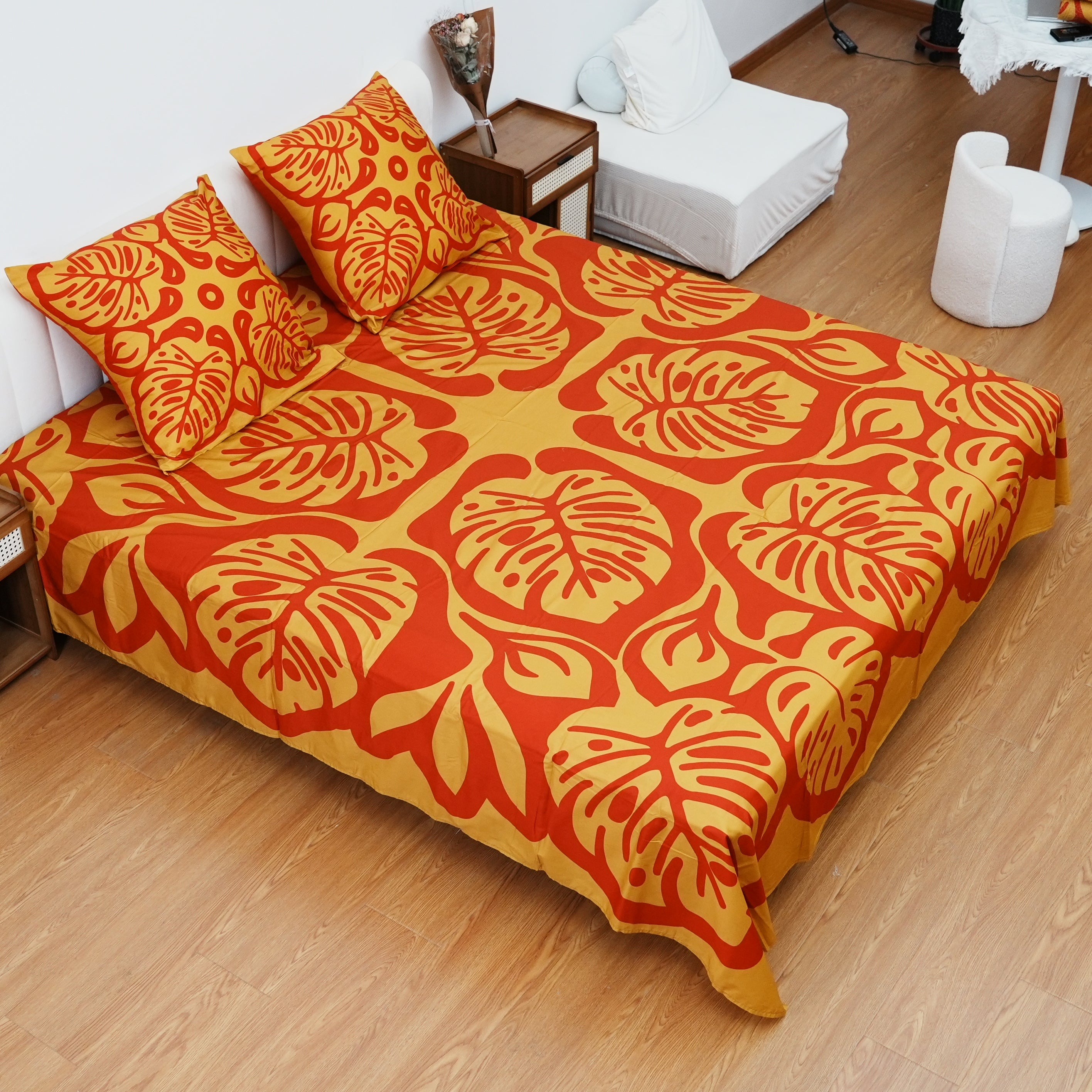 Draps de Lit - Parure De Lit Complete - Monstera - Sunset