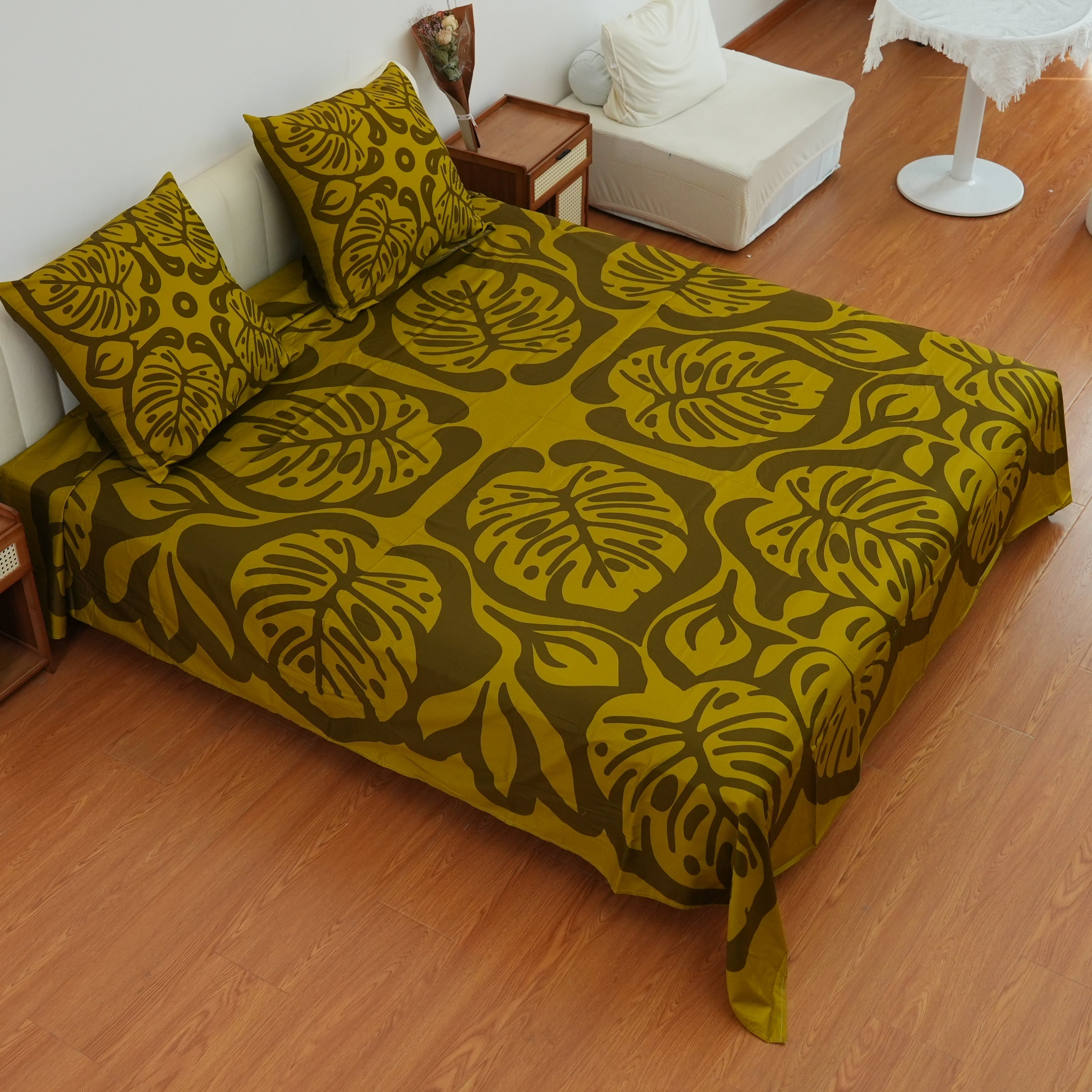 Draps de Lit - Parure De Lit Complete - Monstera - Coffee